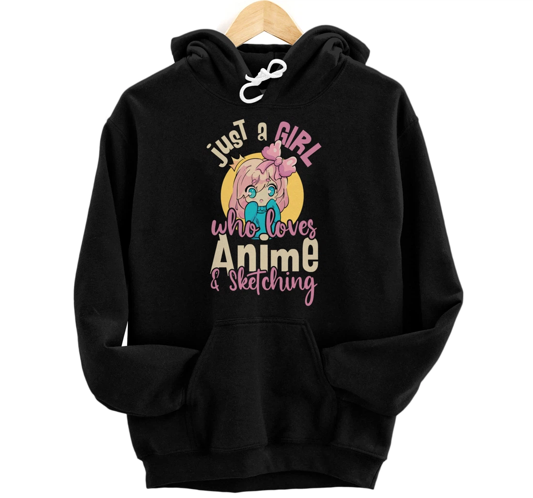 Personalized just a girl who loves anime and sketching Pullover Hoodie