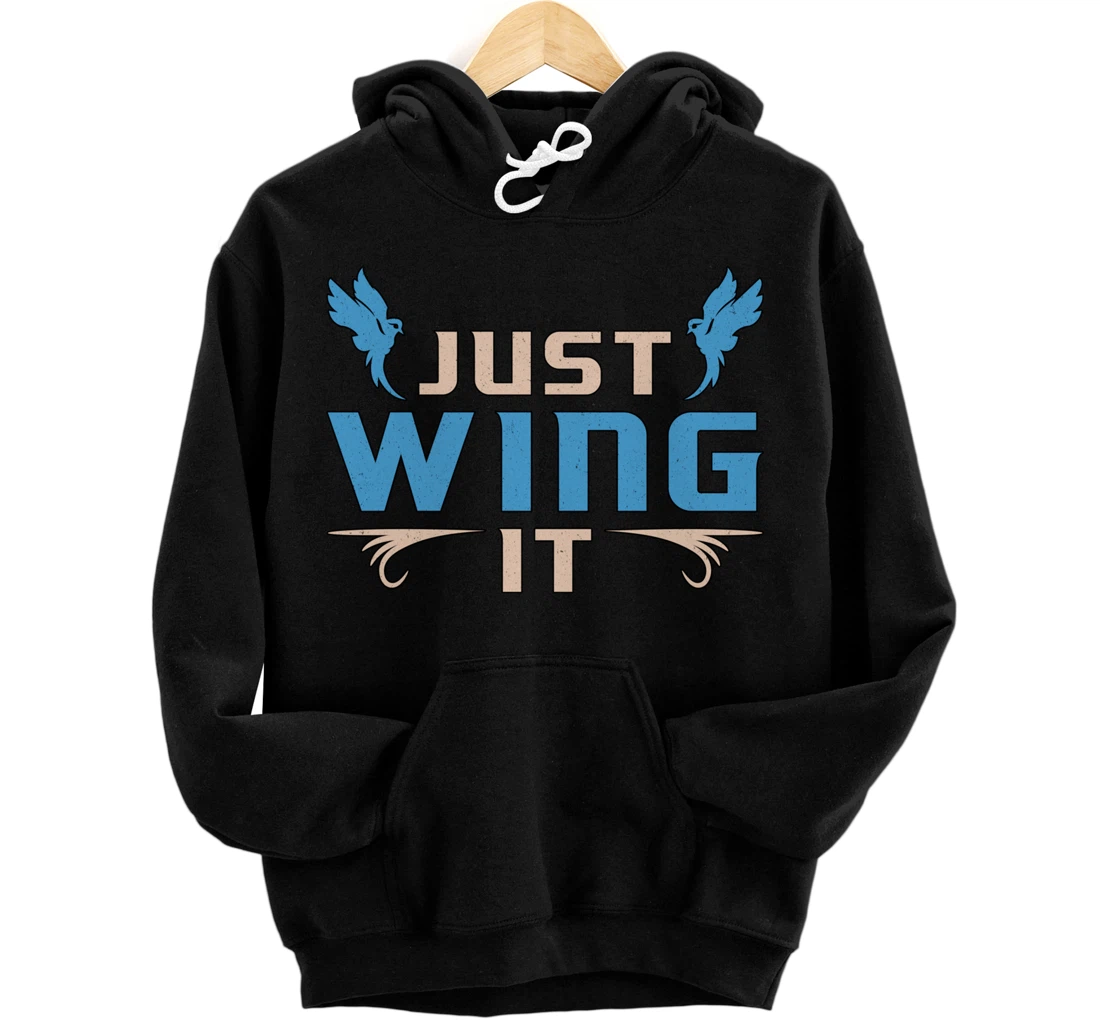 Personalized Watch Birds Just Wing It Retro Vintage Funny Bird Watcher Pullover Hoodie