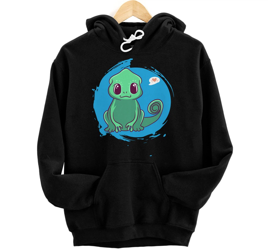 Personalized Cute Kawaii Anime Gecko - Lizards Reptile Aesthetic Japanese Pullover Hoodie