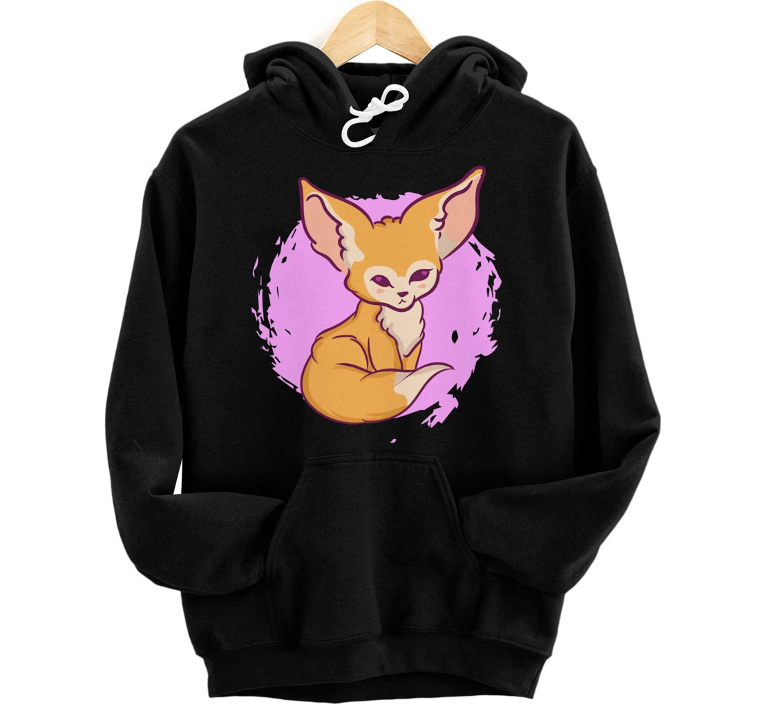 Personalized Cute Kawaii Anime Fennec Fox With Flowers Aesthetic Japanese Pullover Hoodie