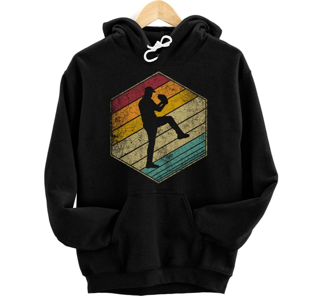 Personalized Baseball Pitcher Retro Vintage 70s 80s 90s Men Women Gift Pullover Hoodie