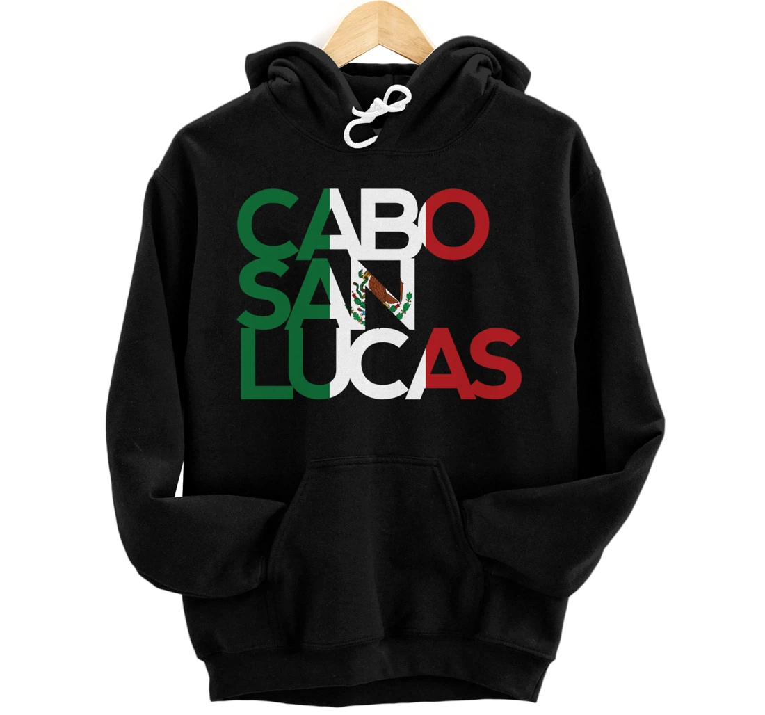 Personalized Cabo San Lucas Mexico Retro Mexican Resort Vacation Mex Flag Pullover Hoodie