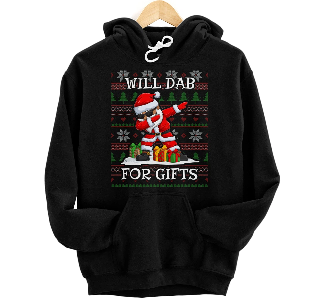 Personalized Will Dab For Gifts Black African American Xmas Dabbing Santa Pullover Hoodie
