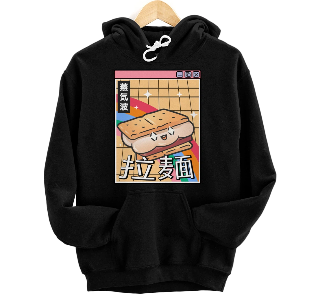 Personalized Happy Smore Digital Japan Style 80s Otaku Anime Vaporwave Pullover Hoodie