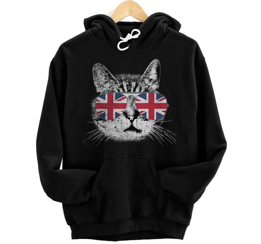 Personalized Cat Shirt England UK Union Jack Flag Country Men Women Gift Pullover Hoodie