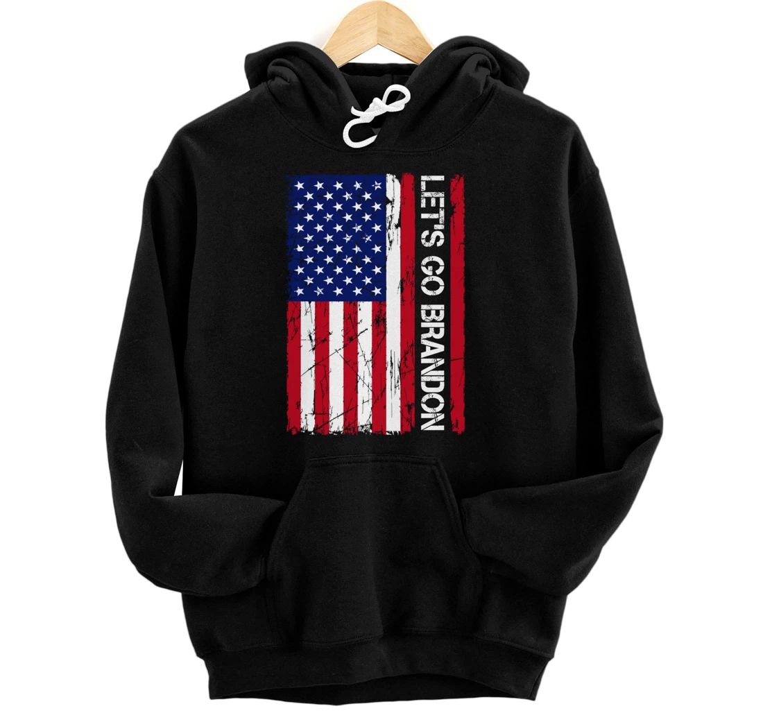Personalized Let's Go Brandon Tee Conservative Anti Liberal US Flag Pullover Hoodie