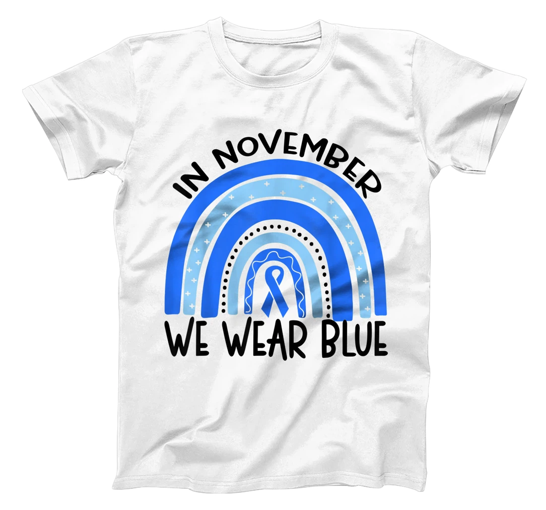 Personalized Womens In November We Wear Blue Diabetes Awareness Rainbow T-Shirt, Kid T-Shirt and Women T-Shirt