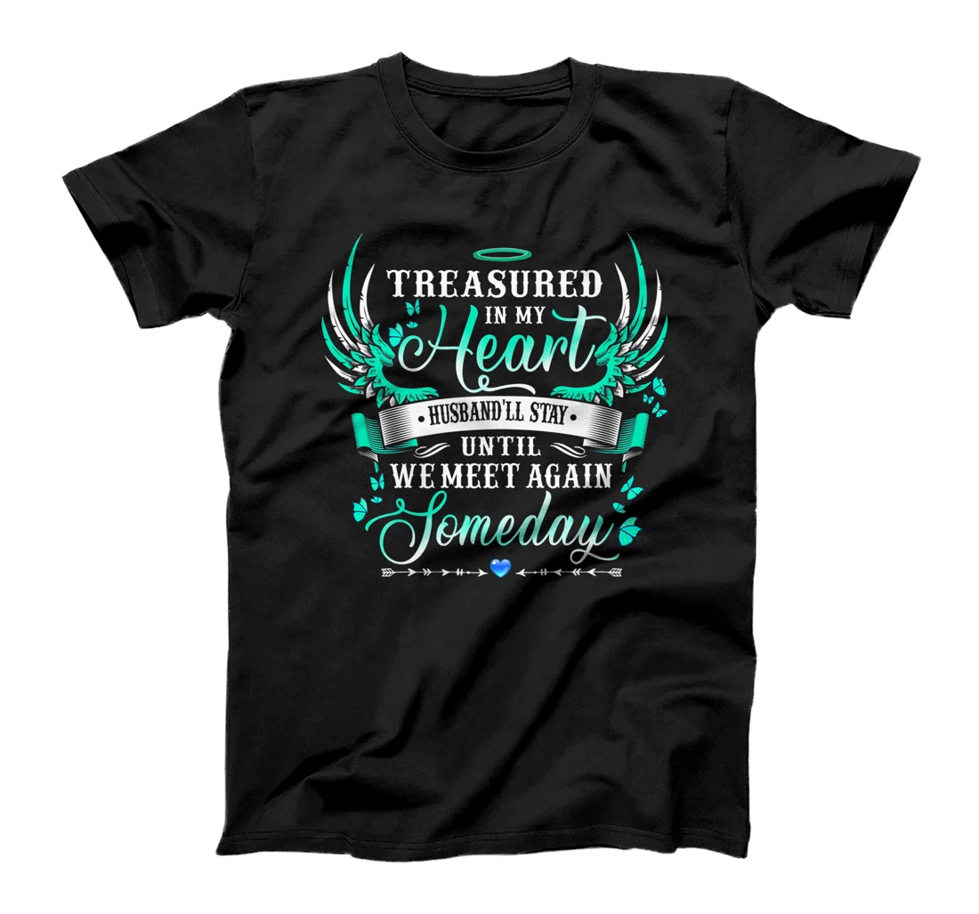 Personalized Womens Treasured In My Heart My Husband'll Stay Until We Meet Again T-Shirt, Women T-Shirt