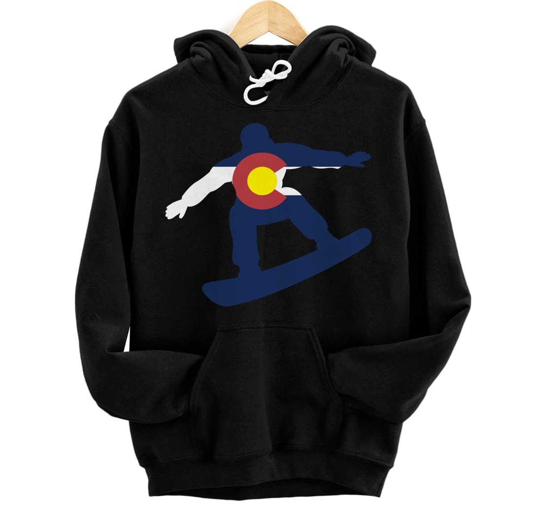 Personalized Colorado Flag Snowboarding Winter Hoodie Gift Idea Pullover Hoodie