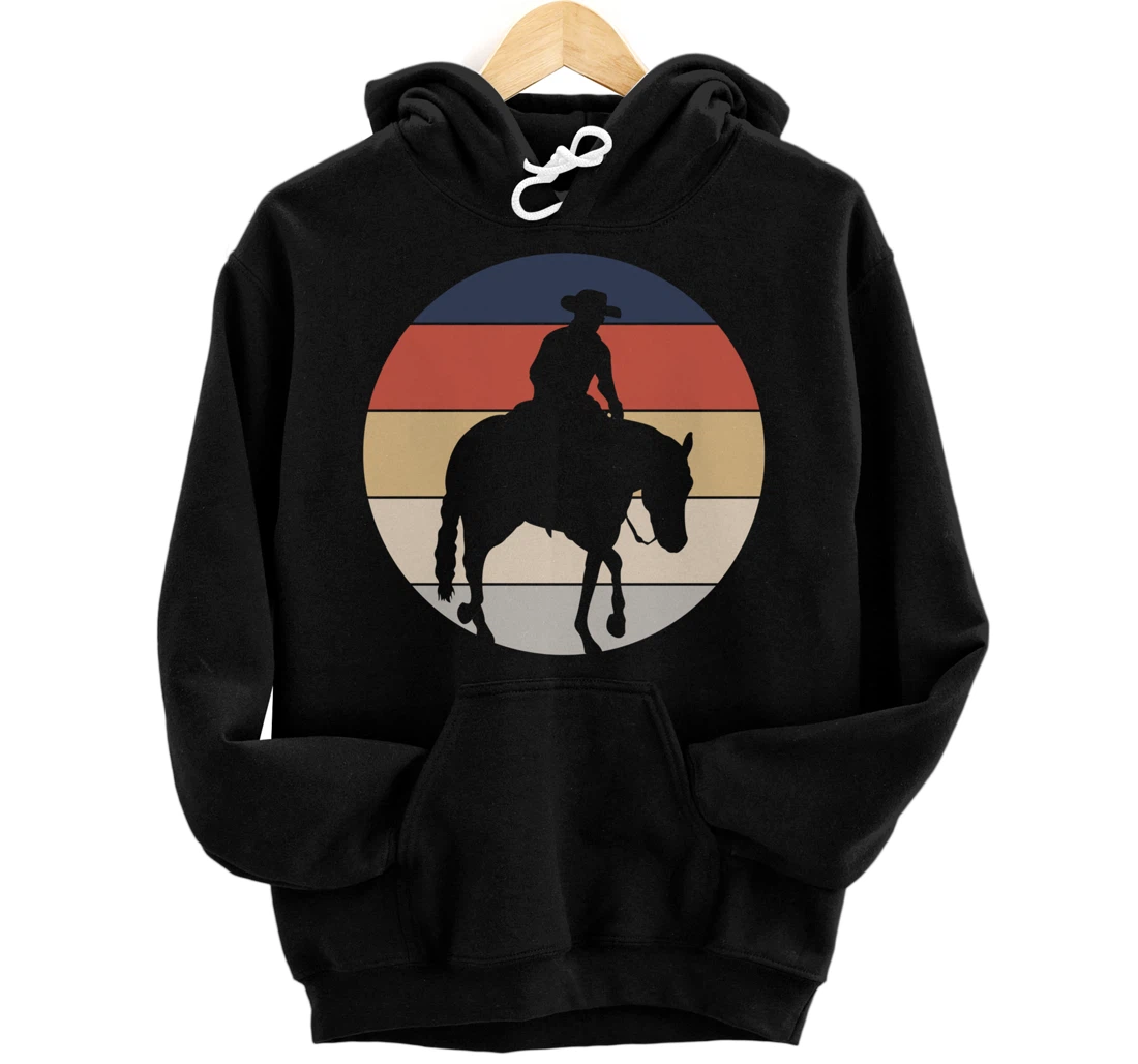 Personalized Vintage Retro Rider Horses Cowboy Pullover Hoodie