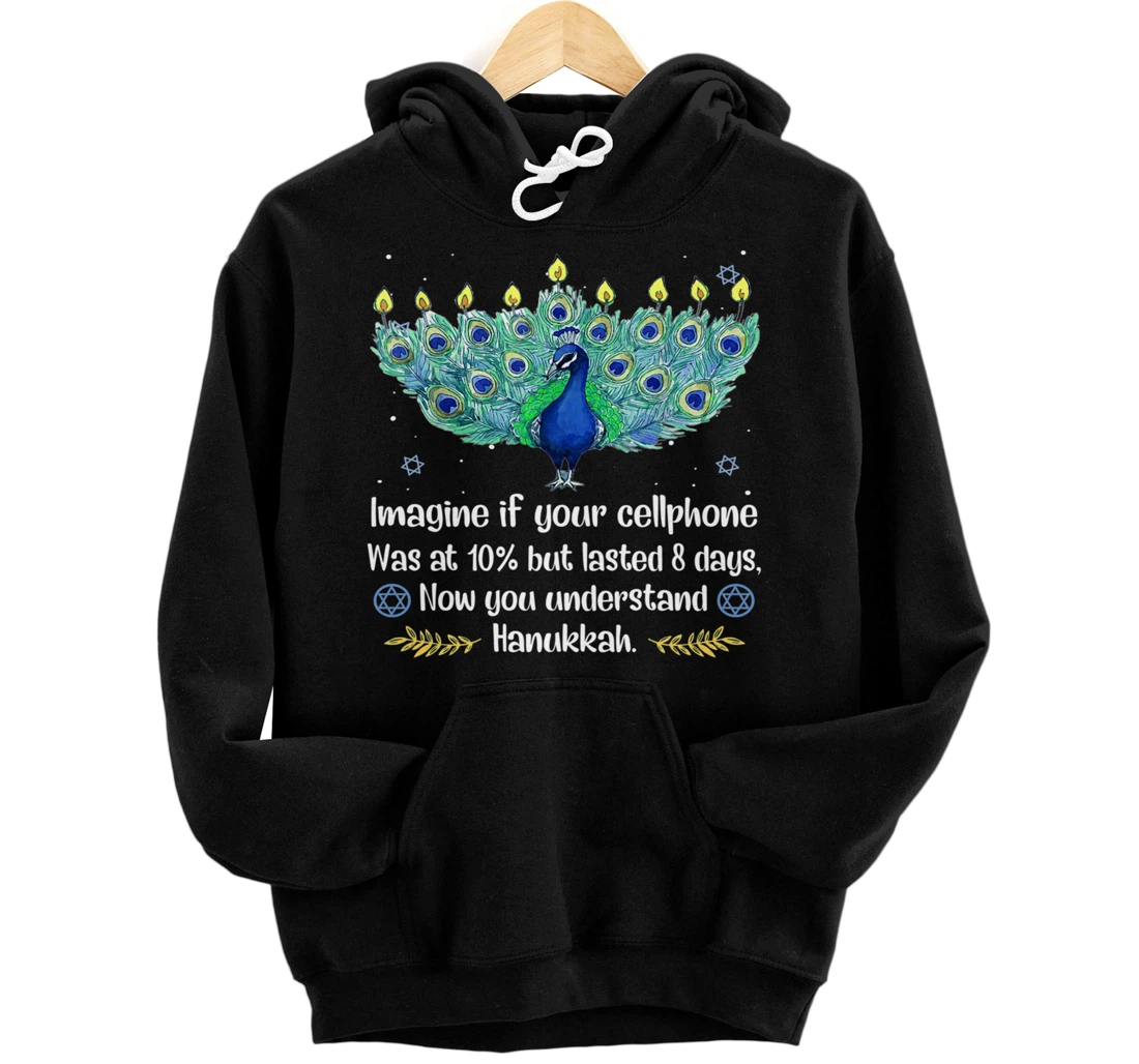Personalized Imagine If Your Cellphone Was At 10% Chanukah Hanukkah Gift Pullover Hoodie