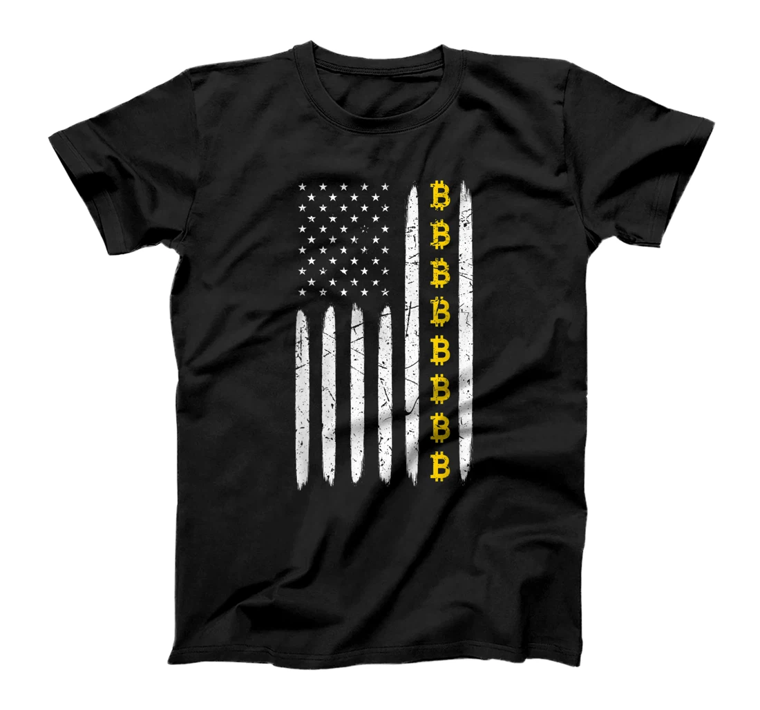 Personalized Bitcoin BTC American Flag USA Cryptocurrency Crypto T-Shirt, Kid T-Shirt and Women T-Shirt