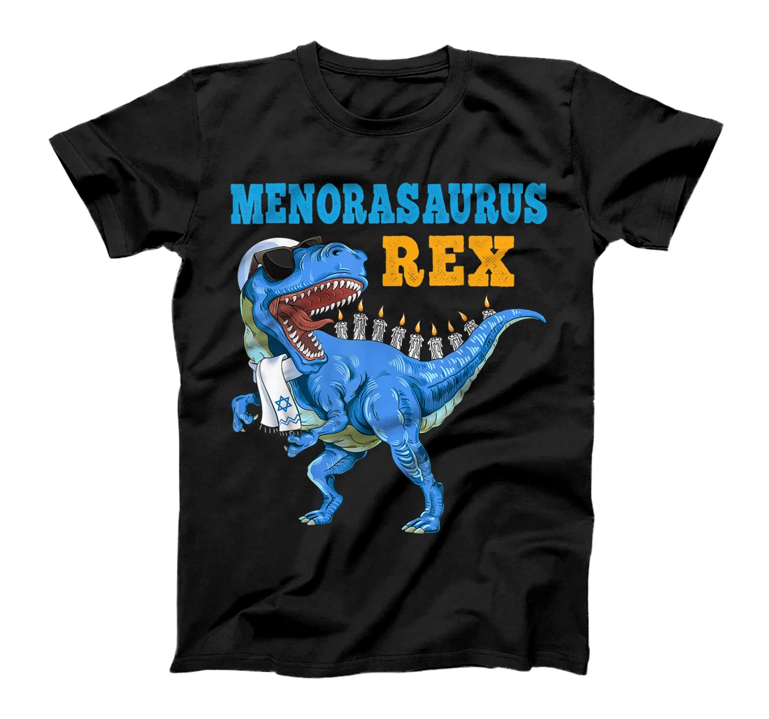 Personalized T Rex Dinosaur Hanukkah Shirt Menorasaurus Rex Funny T-Shirt, Kid T-Shirt and Women T-Shirt