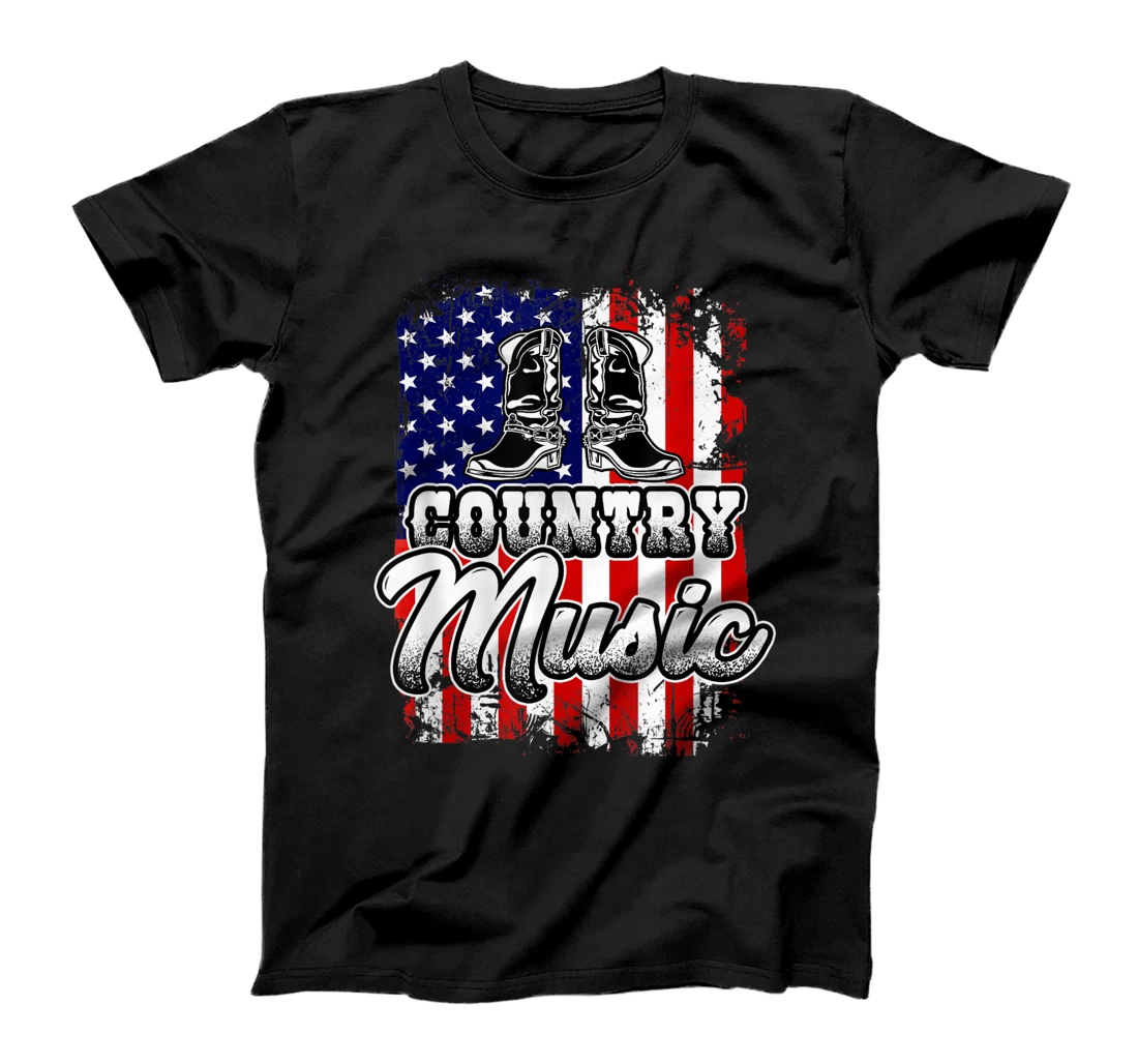 Personalized Country music western country boots distress american flag T-Shirt, Women T-Shirt