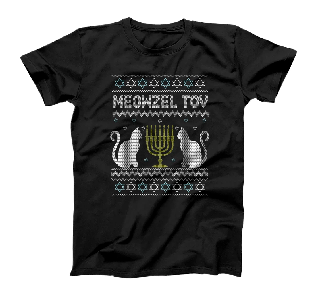 Personalized Womens Meowzel Tov Chanukah Jewish Cat Owner Ugly Hanukkah T-Shirt, Kid T-Shirt and Women T-Shirt