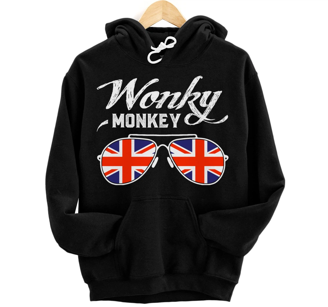 Personalized British Wonky Monkey British Humor Funny Union Jack British Pullover Hoodie
