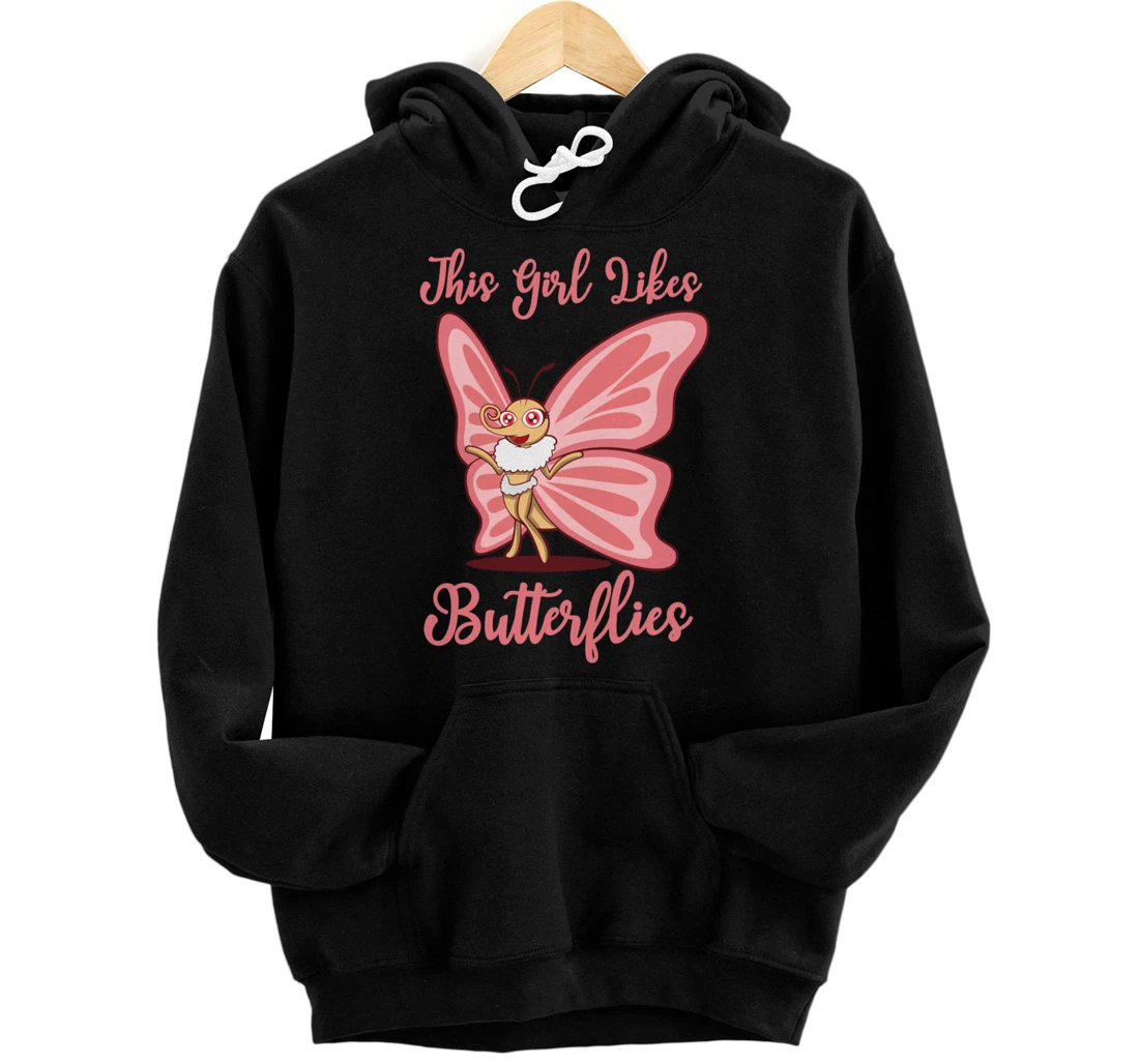 Personalized Girl Likes Butterflies Cute Nature Insect Pullover Hoodie