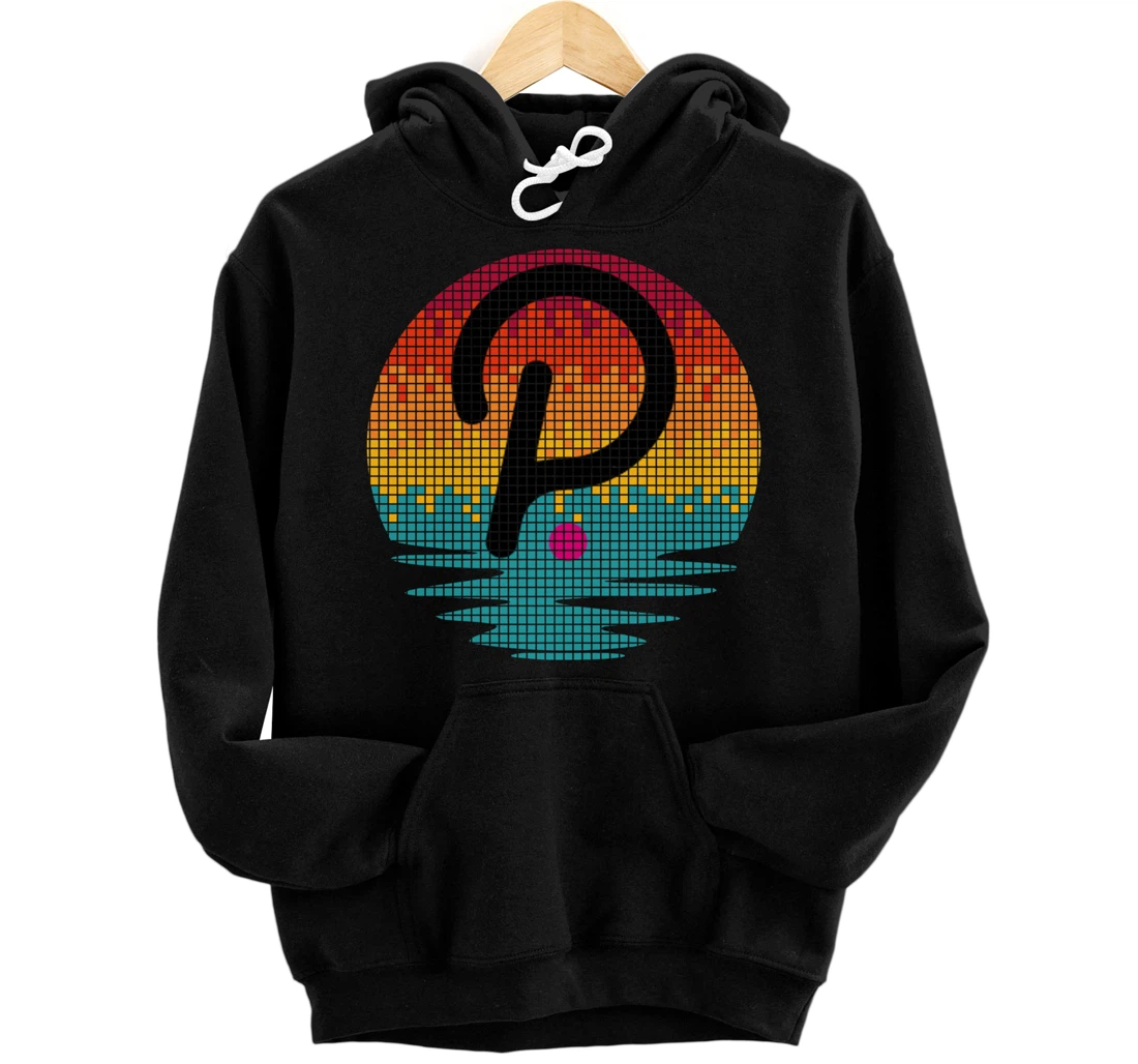 Personalized Polkadot Crypto Currency DOT Pixel Sunset Pullover Hoodie