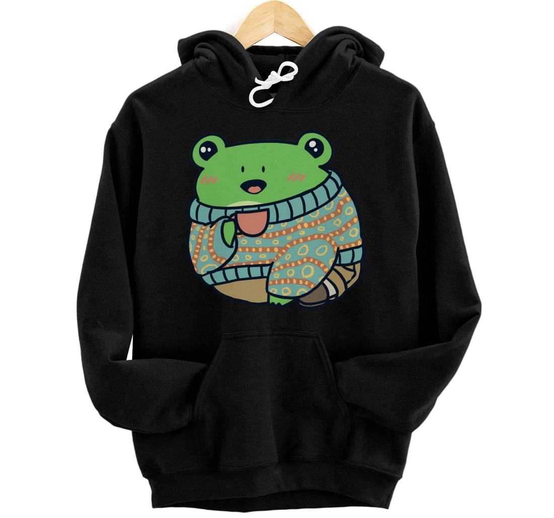 Personalized Cottagecore Aesthetic Cute Kawaii Frog Vintage Pullover Hoodie