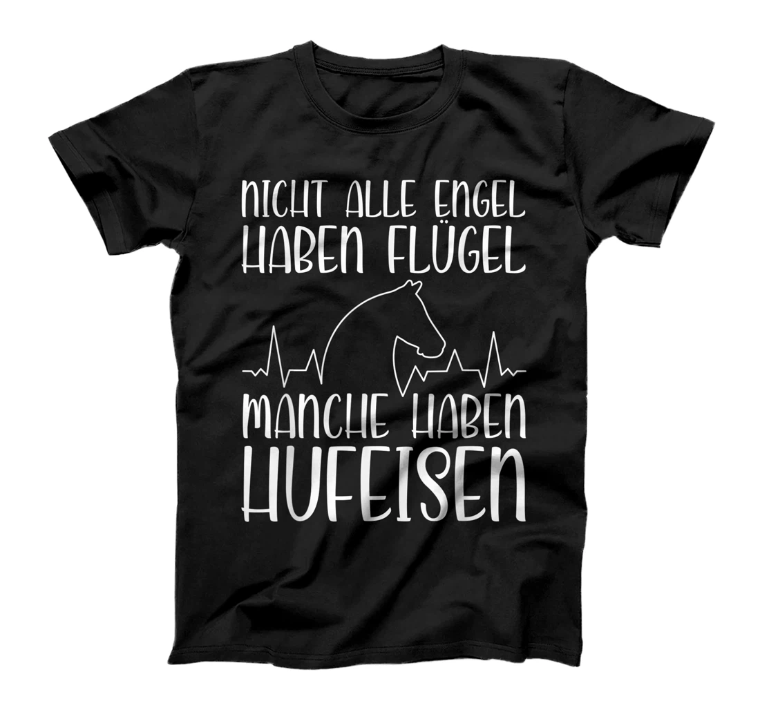 Personalized Nicht alle Engel haben Wings - Horses Motif with Heartbeat T-Shirt, Kid T-Shirt and Women T-Shirt