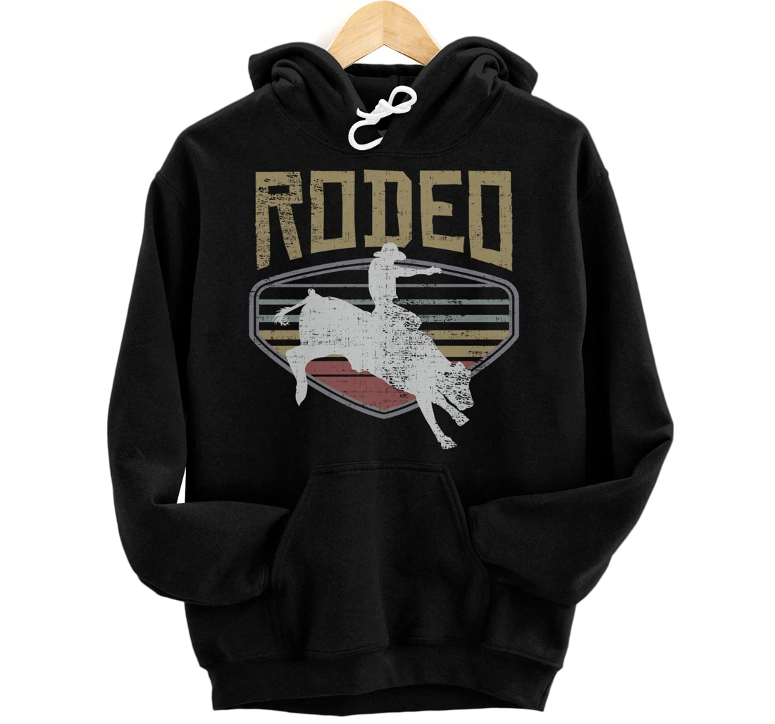 Personalized Rodeo Vintage Retro Style Bull Riding Gift Hoodie Pullover Hoodie