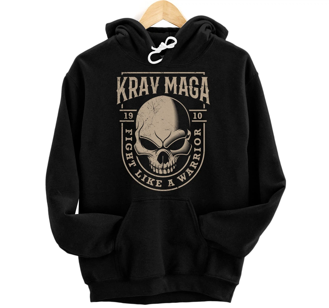 Personalized Skull Krav Maga Warrior - Combat and Self Defense Gift Pullover Hoodie