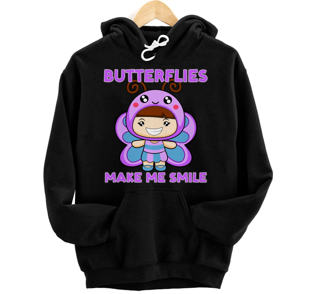 Personalized Butterflies Make Me Smile Nature Wildlife Pullover Hoodie
