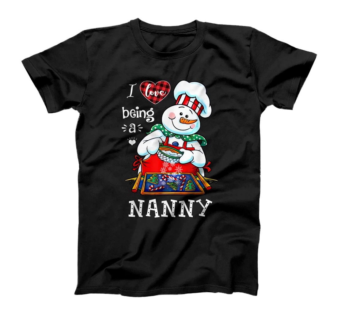 Personalized Womens I Love Being A Nanny Snowman Cooks Season With Love T-Shirt, Kid T-Shirt and Women T-Shirt