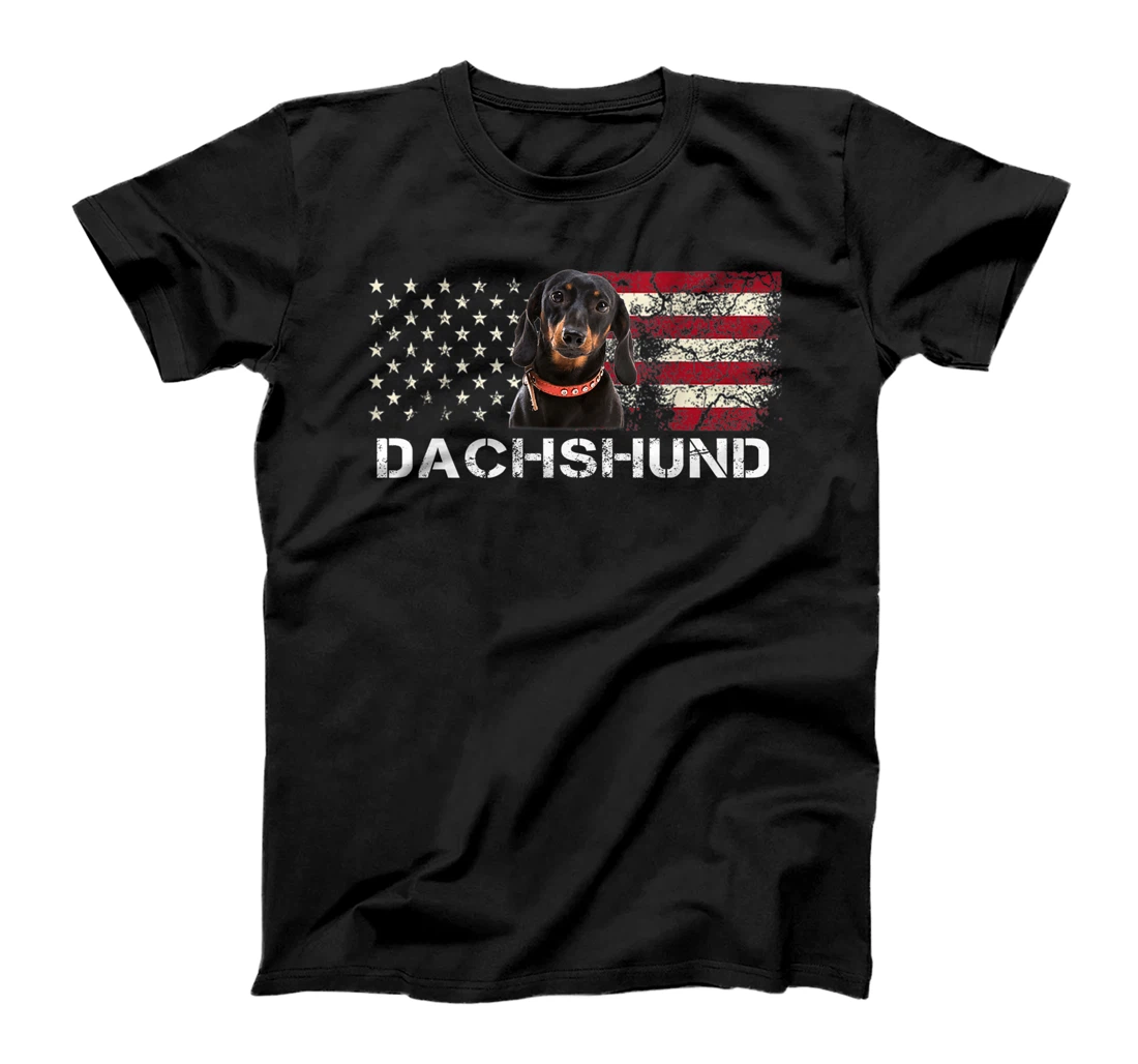 Personalized Womens Dachshund America Flag Patriotic Dog Lover T-Shirt, Women T-Shirt