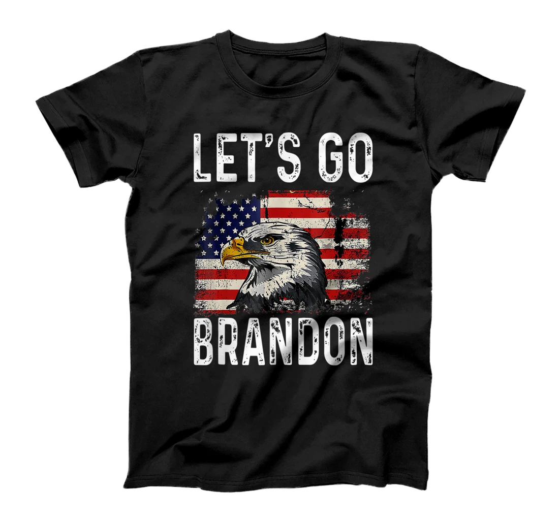 Personalized Womens Let's Go Branson Brandon Conservative Anti Liberal Us Flag T-Shirt, Women T-Shirt