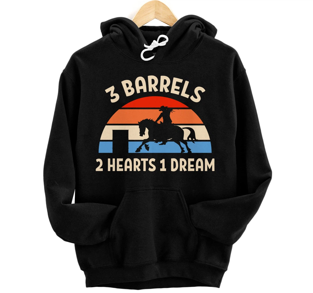 Personalized 3 Barrels 2 Hearts 1 Dream Horse Cowboy Pullover Hoodie