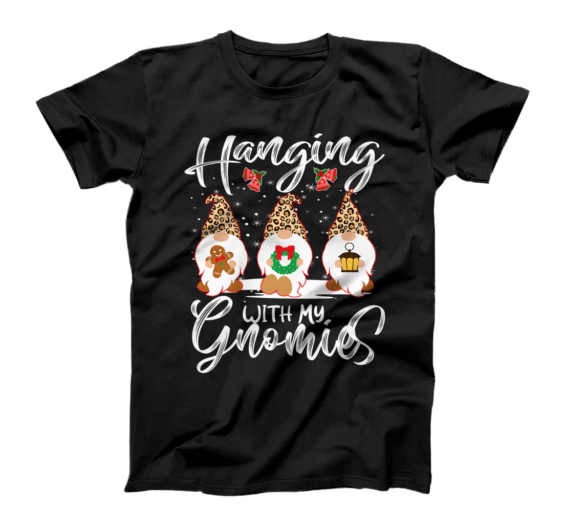 Personalized Womens Hanging With My Gnomies Leopard Pajamas Xmas Family Matching T-Shirt, Kid T-Shirt and Women T-Shirt