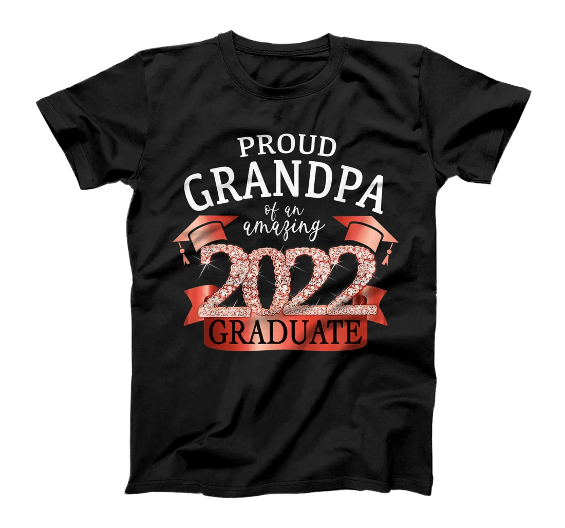 Personalized Mens Proud Grandpa I 2022 Graduation Photo Decor Red T-Shirt