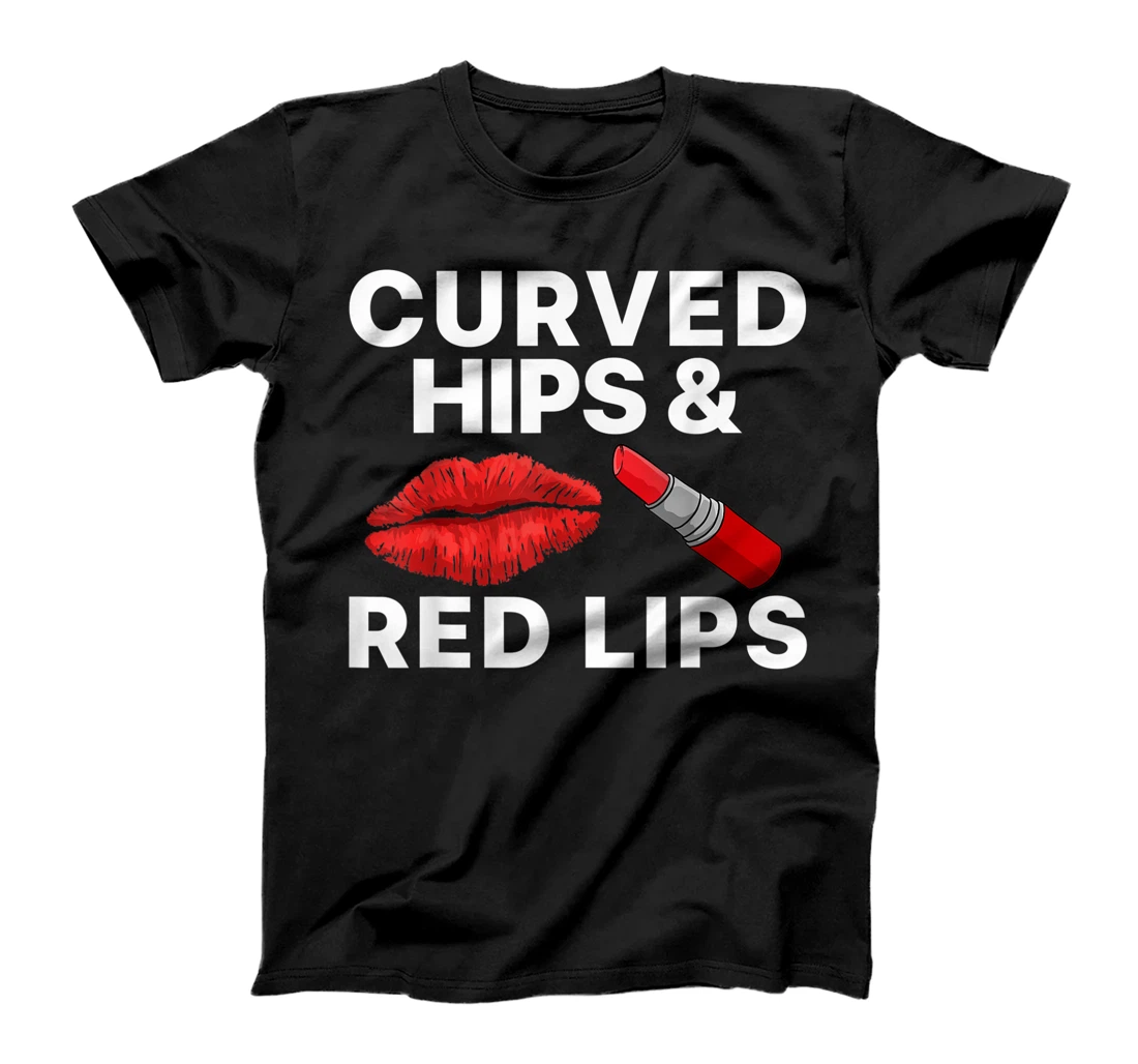 Personalized Cool Red Lips Art For Women Girls Curvy Hips Lipstick Makeup T-Shirt, Kid T-Shirt and Women T-Shirt