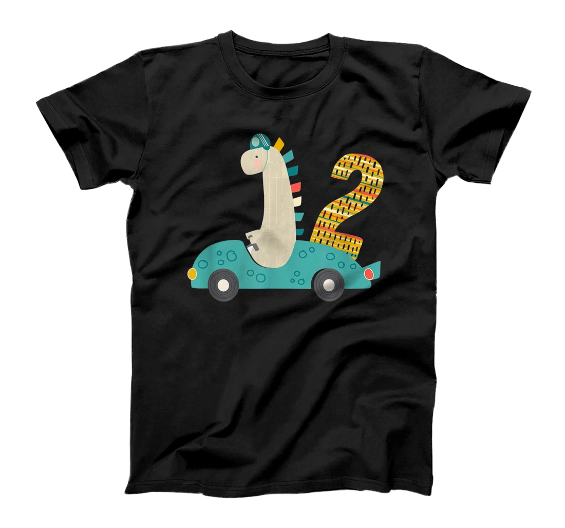 Personalized Dinosaur racing car number 2 T-Shirt, Kid T-Shirt and Women T-Shirt