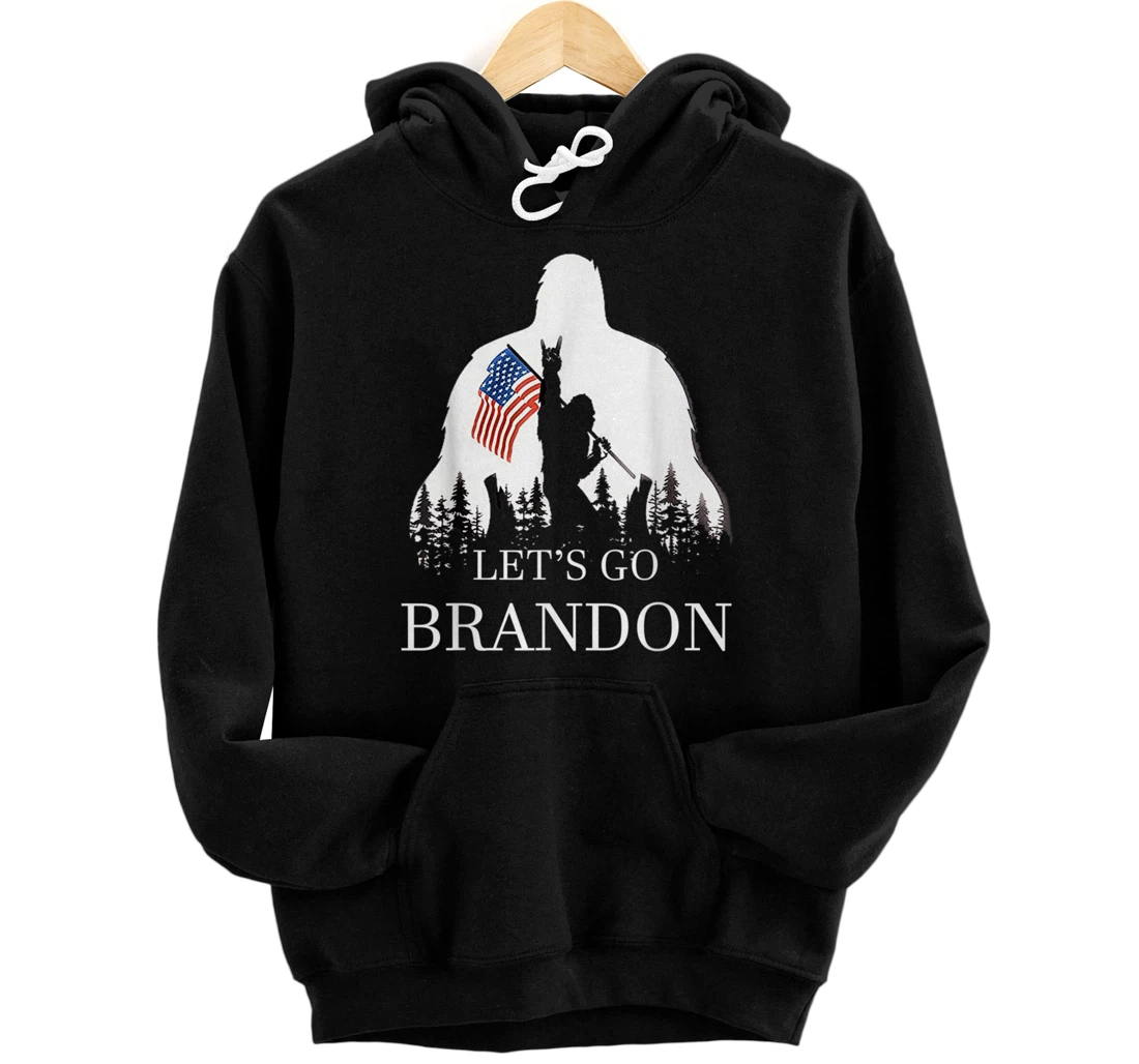 Personalized Let's Go Branson Brandon Bigfoot American Flag Pullover Hoodie