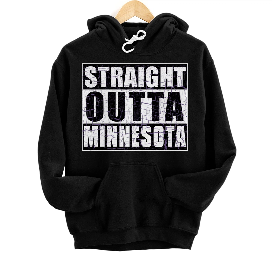 Personalized Straight Outta Minnesota Fantasy Football Fan Hometown Pullover Hoodie