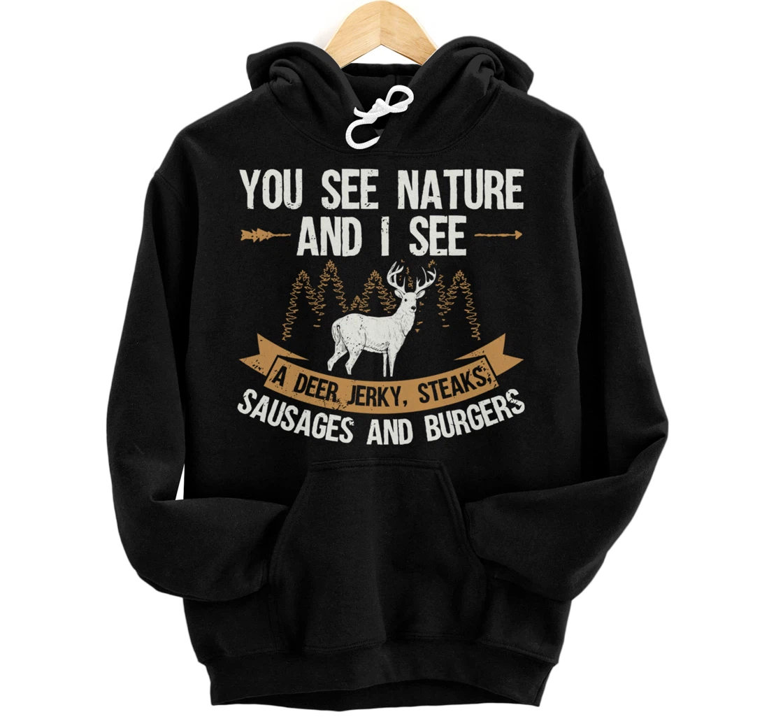 Personalized Funny Nature Hunting Graphic for Women and Men Deer Hunters Pullover Hoodie