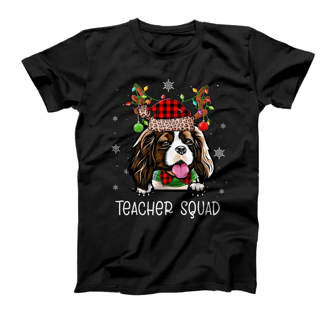 Personalized Womens Teacher Squad Reindeer Cavalier King Charles Spaniel Xmas T-Shirt, Women T-Shirt