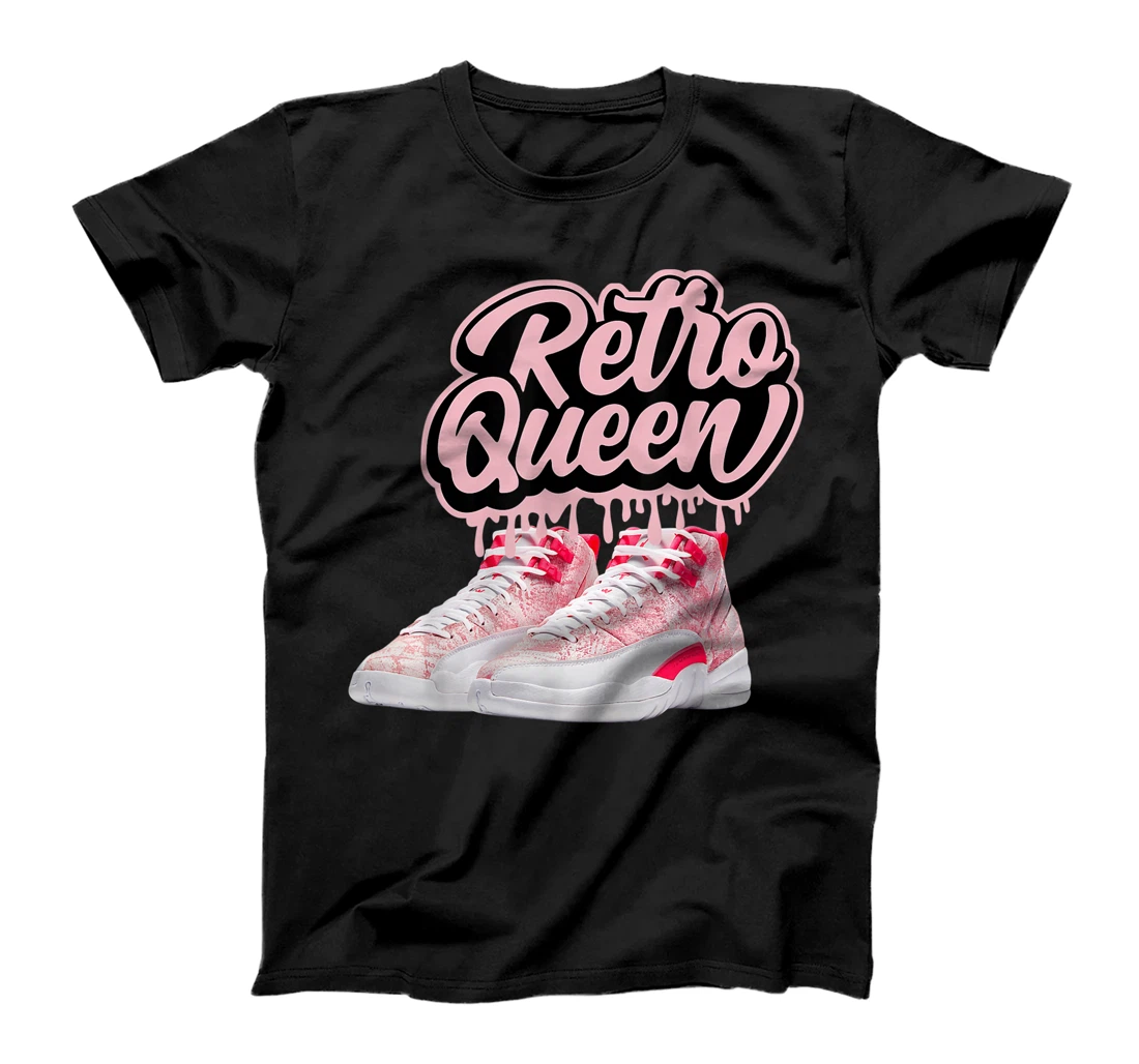 Personalized Retro Queen Sneaker Matching 12 Ice Cream White Hyper Pink T-Shirt, Kid T-Shirt and Women T-Shirt