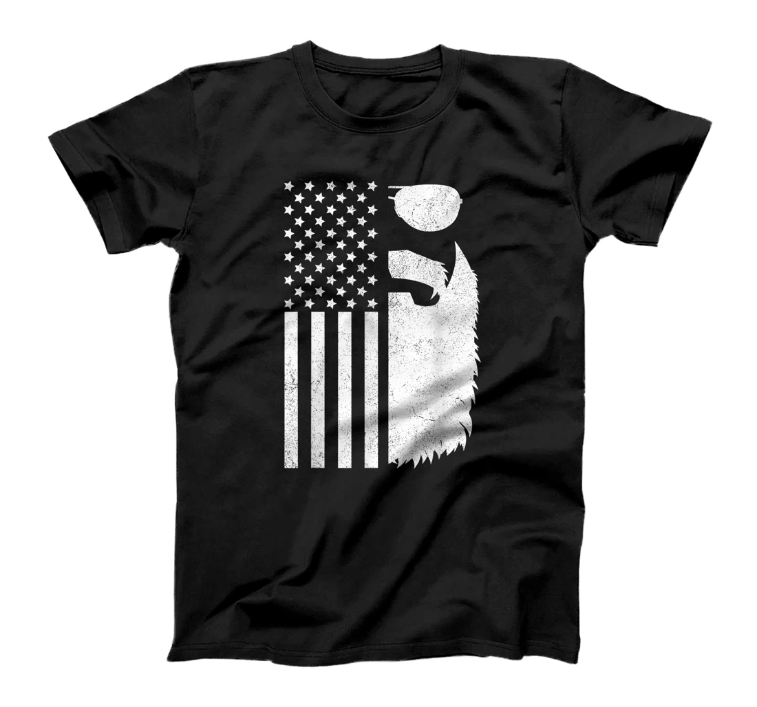 Personalized Womens Patriotic US Flag Beard And Sunglasses For Men With Beards T-Shirt, Women T-Shirt