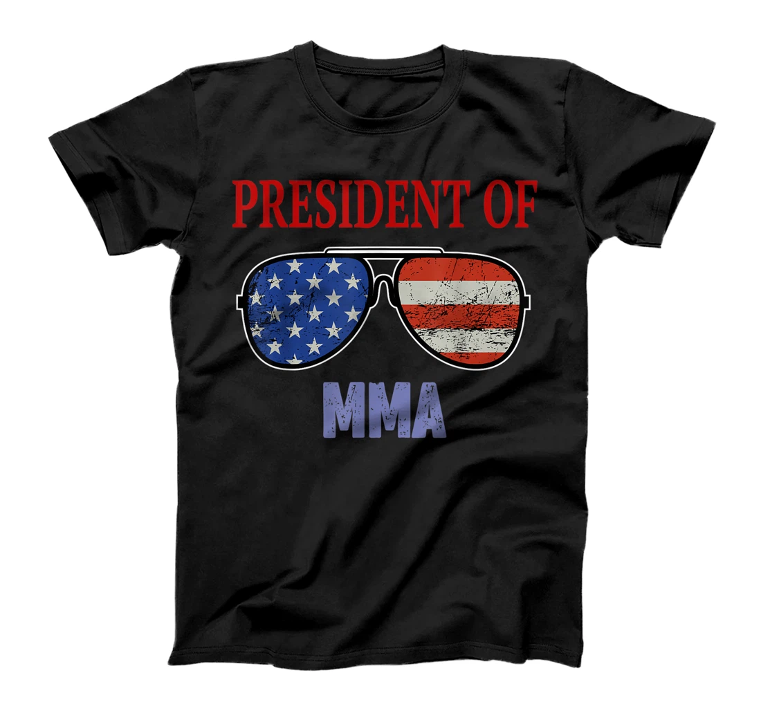 Personalized President of MMA - American Flag Sunglasses T-Shirt, Women T-Shirt