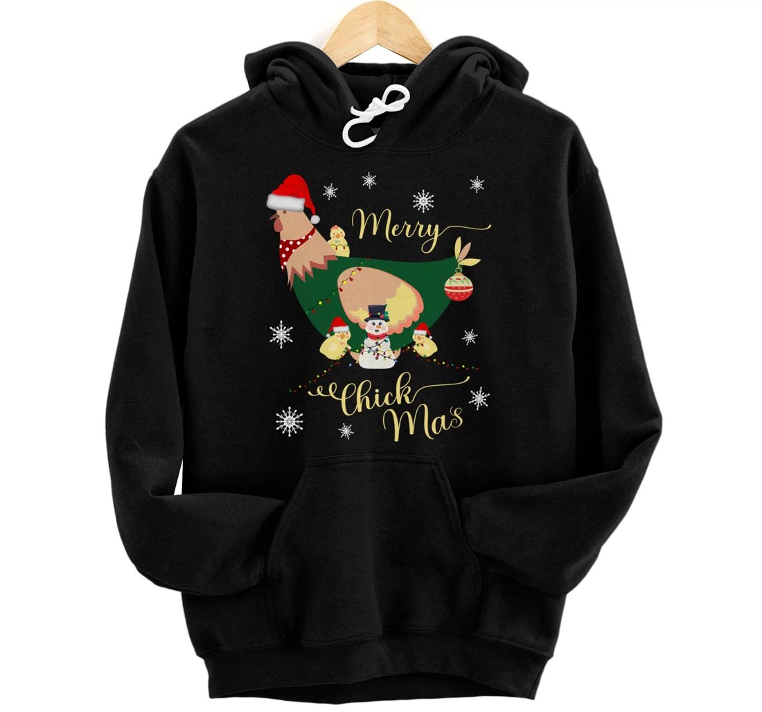 Personalized Merry Chickmas Chicken Family Holiday with Funny Snowman Pullover Hoodie