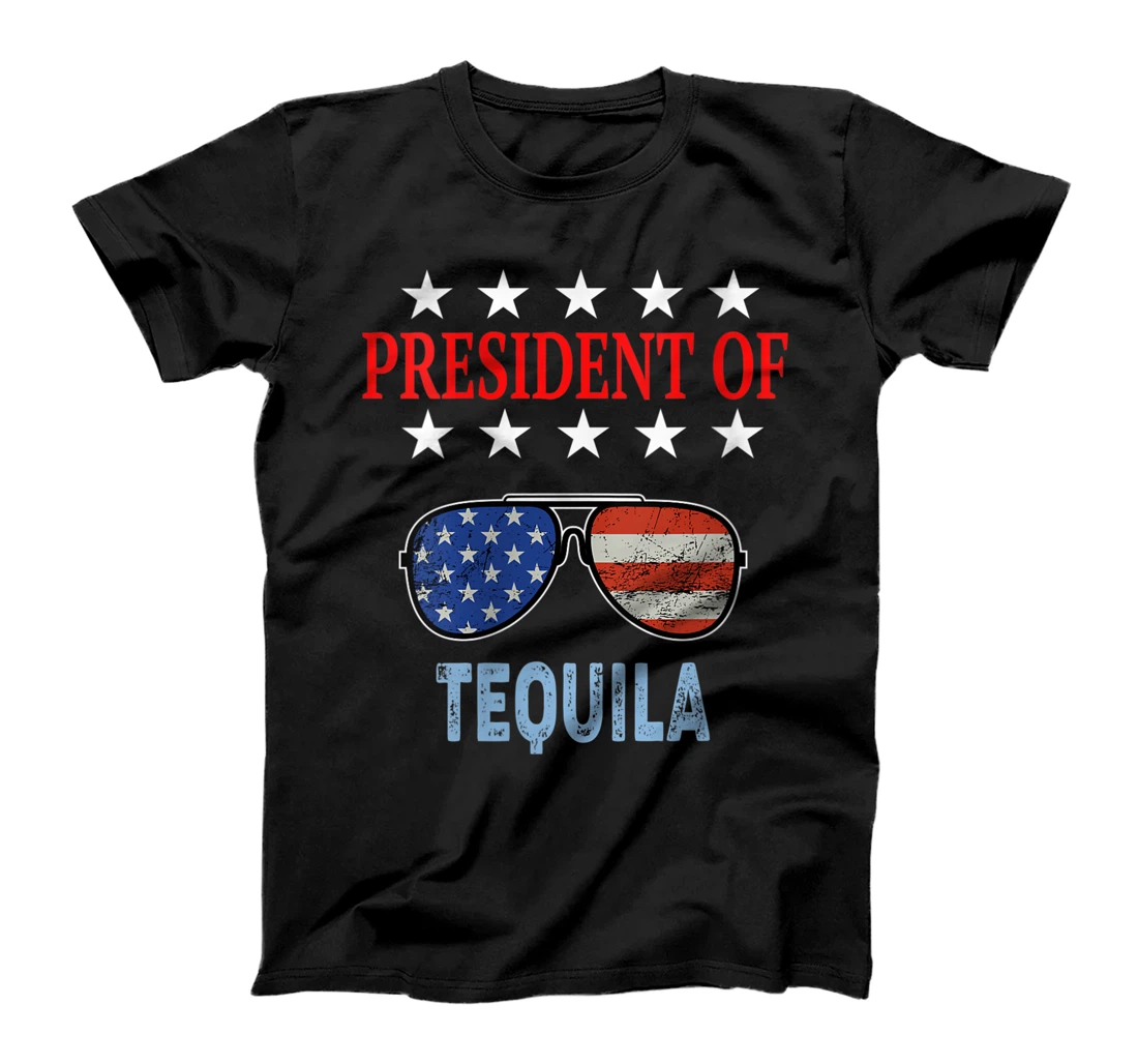 Personalized Womens Funny Tequila USA Flag Sunglasses. President of Tequila! T-Shirt, Women T-Shirt