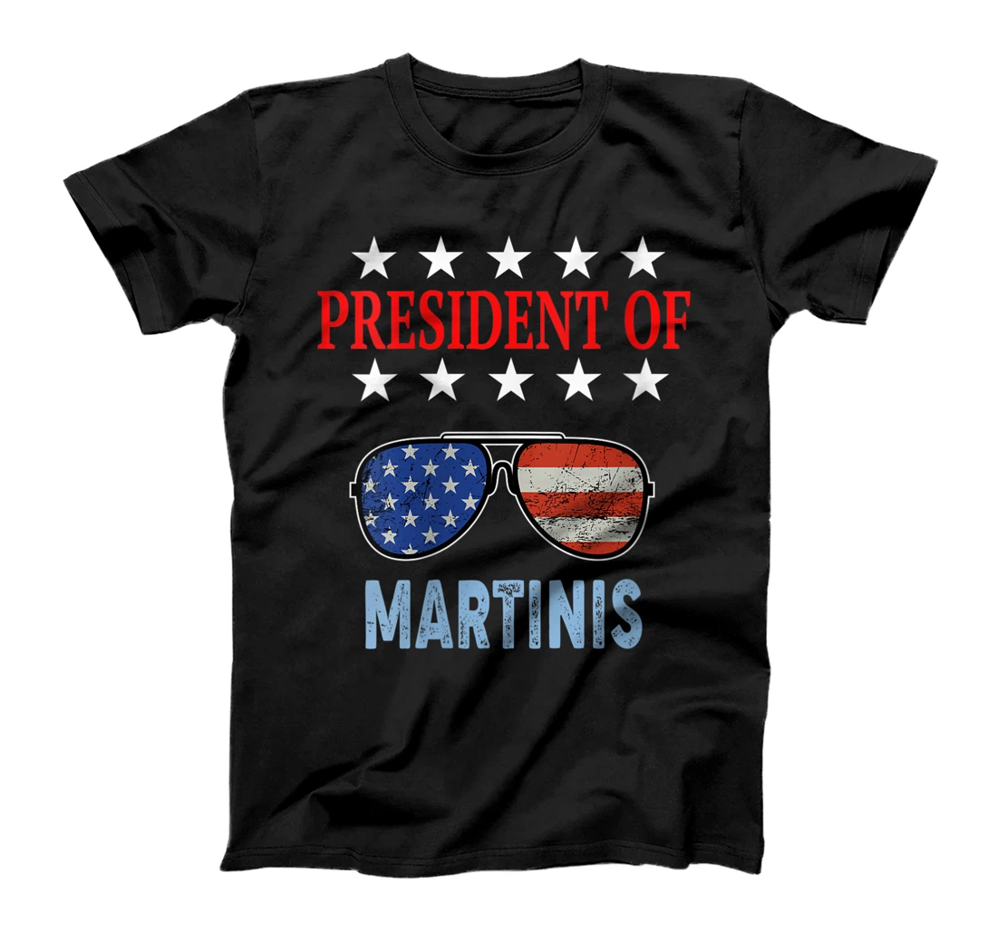 Personalized Womens Funny Martinis USA Flag Sunglasses. President of Martinis! T-Shirt, Women T-Shirt