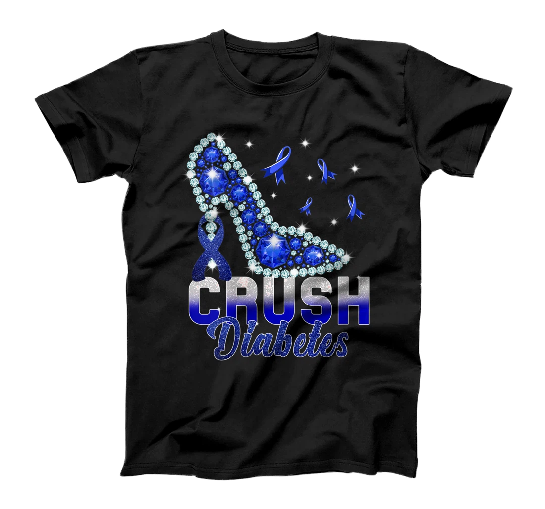 Personalized Womens Crush Diabetes Women Blue High Heel Diabetes Awareness Month T-Shirt, Women T-Shirt