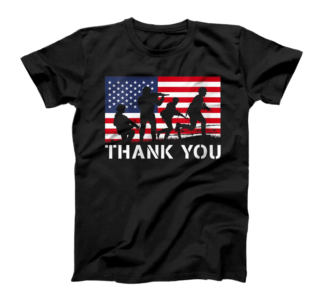 Personalized Womens Thank You Veteran Memorial Day USA American Flag Patriotic T-Shirt, Women T-Shirt