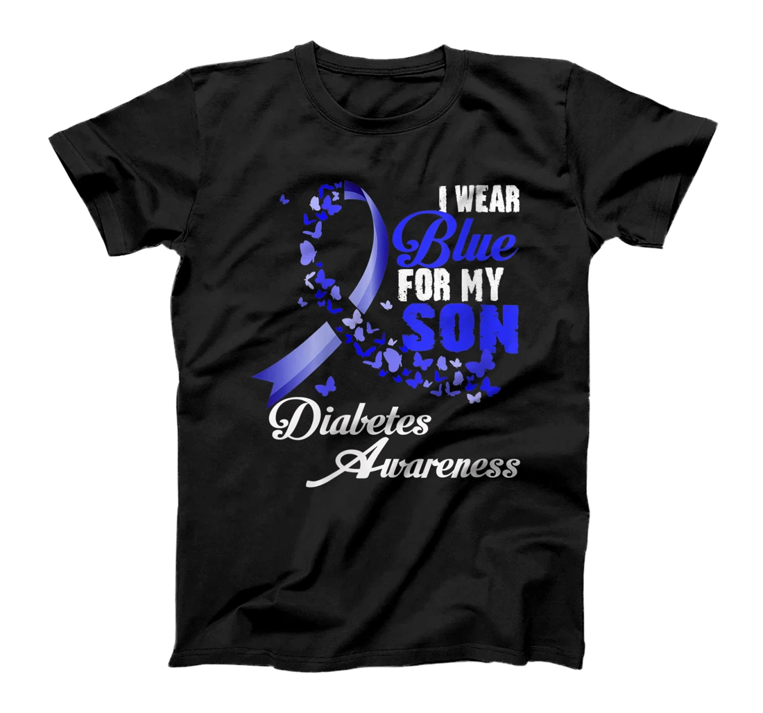 Personalized Womens Wear Blue For My Son T1D Diabetes Awareness Blue Ribbon T-Shirt, Women T-Shirt