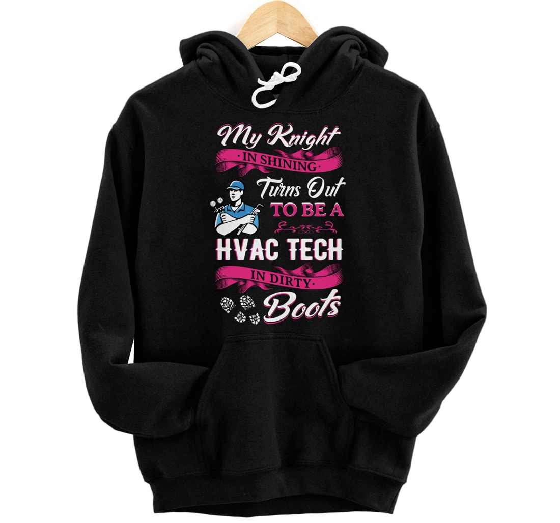 Personalized My Knight In Shining Funny HVAC Tech Wife Women Girls Pullover Hoodie