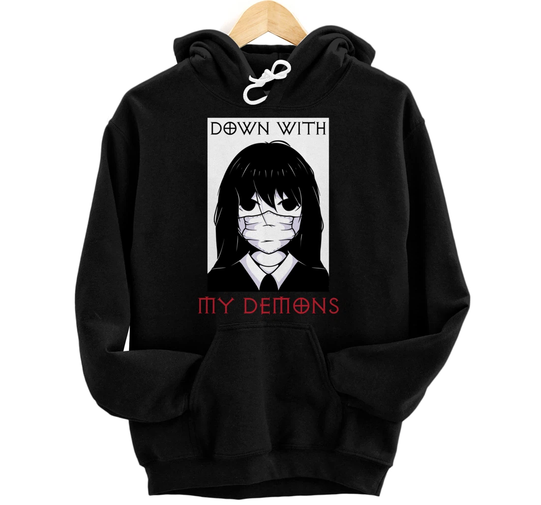 Anime - Down With My Demons - Japanese Gothic Antisocial Pullover Hoodie -  Fashion Store AZ